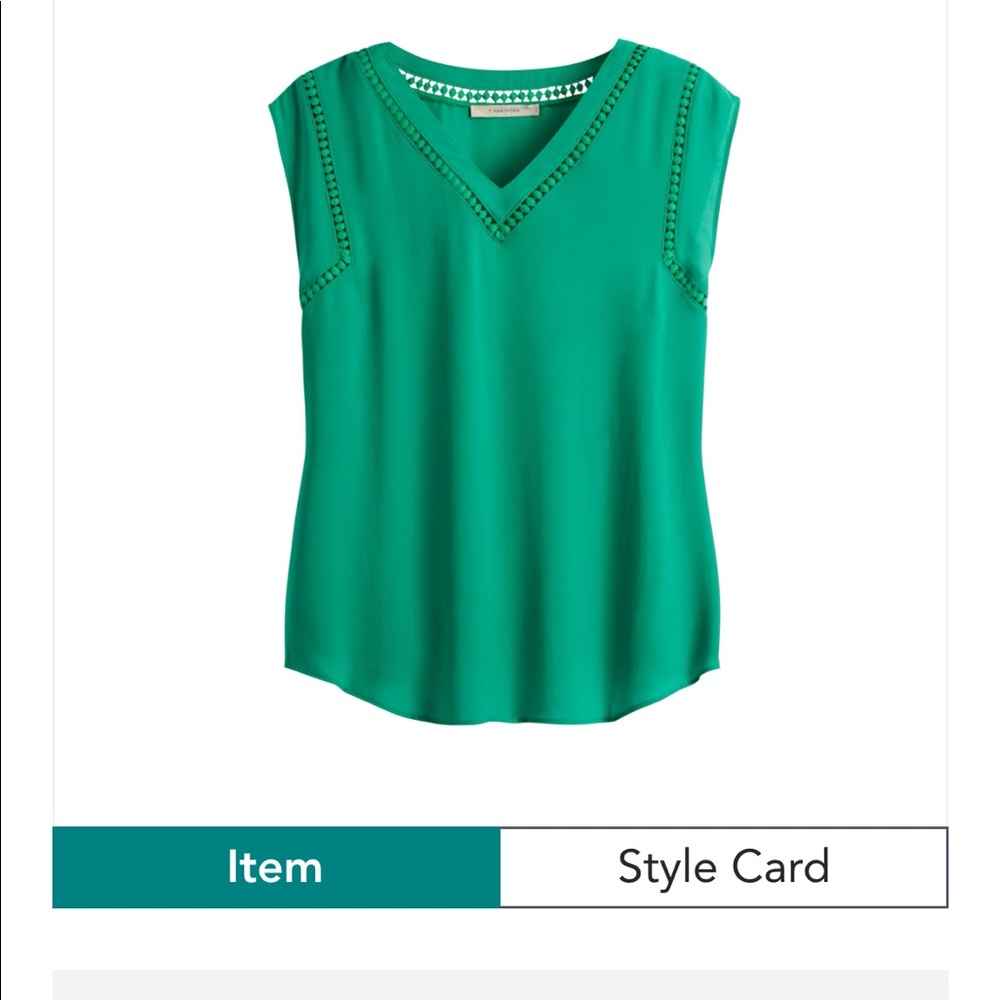 41 Hawthorn green XL top from Stitch Fix with crochet detail